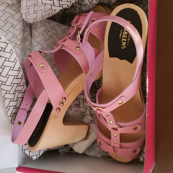 Swedish Hasbeens pink Brassy leather clog sandals 7.5 - Picture 8 of 8
